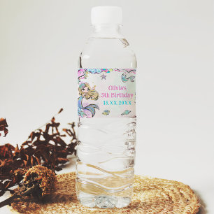 Étiquette Pour Bouteilles D'eau Mermaid Girl 5th Birthday Party