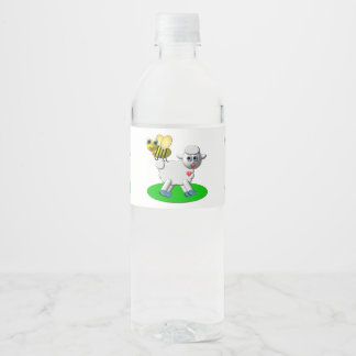 Étiquette Pour Bouteilles D'eau Mignon regard 3-D abeille et agneau