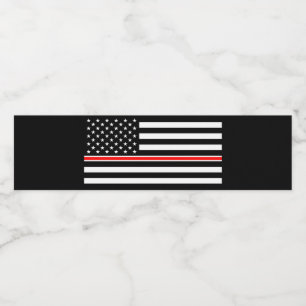 Étiquette Pour Bouteilles D'eau Mince Red Line Drapeau : Mémorial du héros des pom