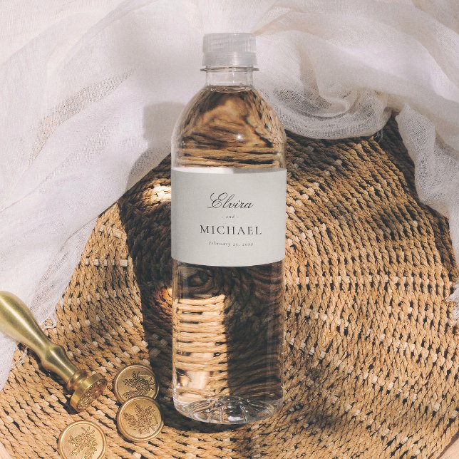 Étiquette Pour Bouteilles D'eau Minimalist Calligraphy Editorial Wedding (Créateur téléchargé)