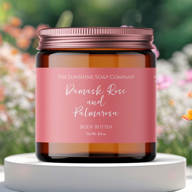 Étiquette Pour Bouteilles D'eau Minimalist Pink Waterproof Cosmetics Jar Label (Créateur téléchargé)