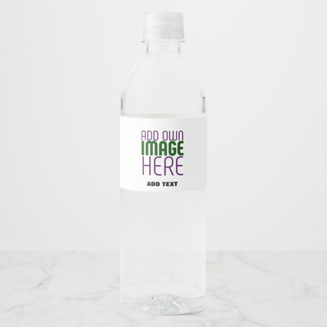 ÉTIQUETTE POUR BOUTEILLES D'EAU MODELE DE TEXTE D'IMAGE BLANCHE SIMPLE ÉDITABLE MO (Devant)