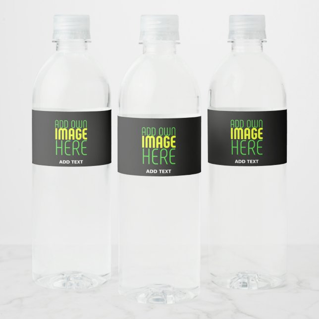 ÉTIQUETTE POUR BOUTEILLES D'EAU MODELE DE TEXTE D'IMAGE NOIRE SIMPLE ET MODIFIABLE (Bouteilles)