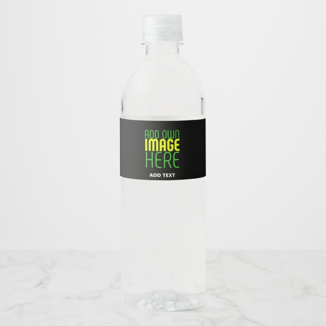 ÉTIQUETTE POUR BOUTEILLES D'EAU MODELE DE TEXTE D'IMAGE NOIRE SIMPLE ET MODIFIABLE (Devant)