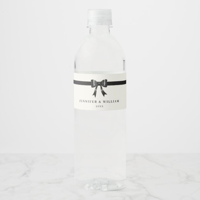 Étiquette Pour Bouteilles D'eau Modern Simple Black Bow Personalized water bottle  (Devant)