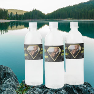 Étiquette Pour Bouteilles D'eau Moderne Elégant Diamant d'Or Personnalisé Mariage