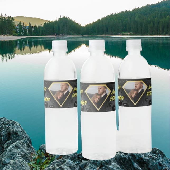 Étiquette Pour Bouteilles D'eau Moderne Elégant Diamant d'Or Personnalisé Mariage (Créateur téléchargé)