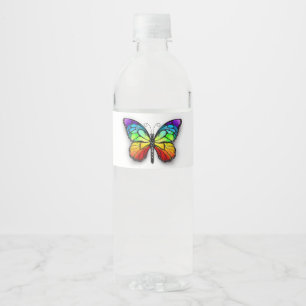Étiquette Pour Bouteilles D'eau Monarque papillon arc-en-ciel