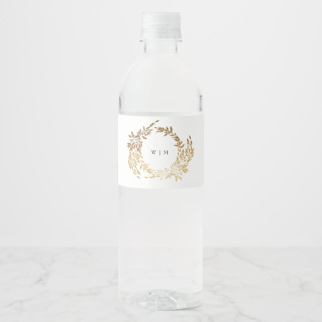 Étiquette Pour Bouteilles D'eau Monogram Crest classique Mariage élégant (Devant)