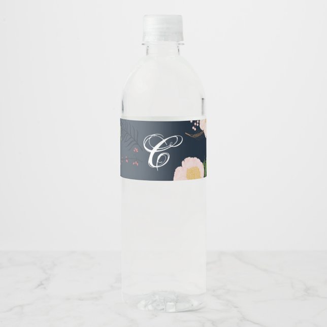 Étiquette Pour Bouteilles D'eau Monogramme initiale bouteille d'eau Étiquette bébé (Devant)