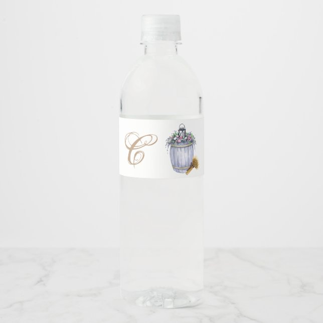 Étiquette Pour Bouteilles D'eau Monogramme initiale bouteille d'eau Étiquette été  (Devant)