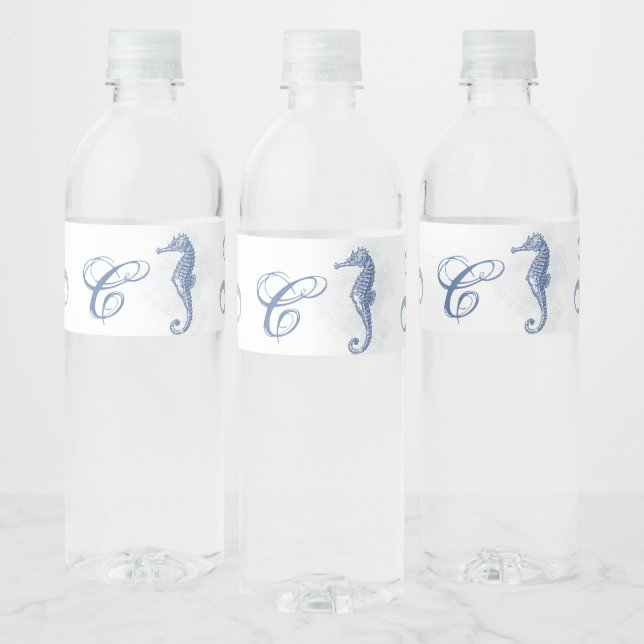 Étiquette Pour Bouteilles D'eau Monogramme initiale bouteille d'eau Étiquette Seah (Bouteilles)