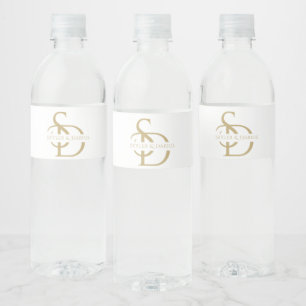 Étiquette Pour Bouteilles D'eau Monogramme Mariage Simple Personnalisé Avec Nom