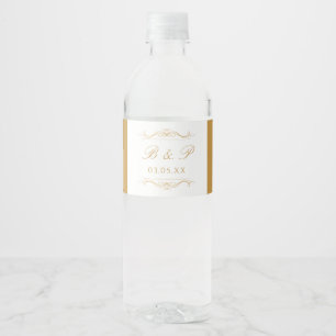 Étiquette Pour Bouteilles D'eau Monogramme personnalisé Élégant Moderne Tourbillon