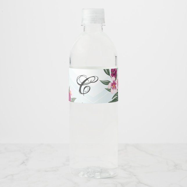 Étiquette Pour Bouteilles D'eau Monogramme Première bouteille d'eau Étiquette Flow (Devant)