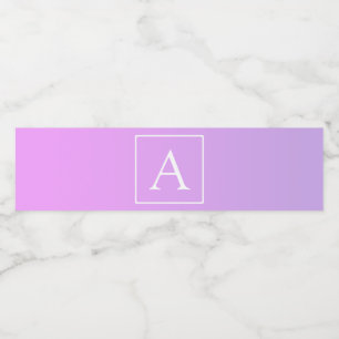 Étiquette Pour Bouteilles D'eau Monogramme simple   Ombre subtil rose/violet