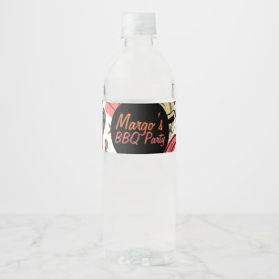 Étiquette Pour Bouteilles D'eau Motif Anniversaire BBQ Gribouillis Burger Hotdog