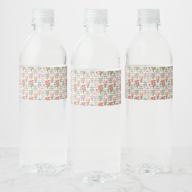 Étiquette Pour Bouteilles D'eau Motif de fleurs d'aquarelle moderne (Bouteilles)