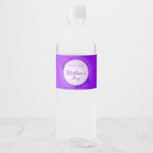 Étiquette Pour Bouteilles D'eau Motif de la fête des mères pourpres