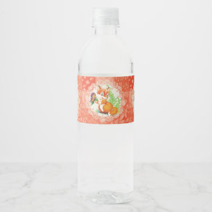 Étiquette Pour Bouteilles D'eau motif renard et papillon