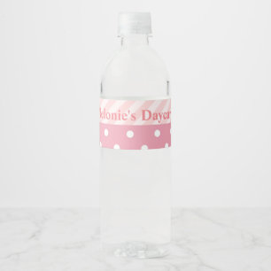 Étiquette Pour Bouteilles D'eau Motif rose à la mode de rayures de point de polka