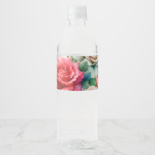 Étiquette Pour Bouteilles D'eau Motif Rose Fantaisiste