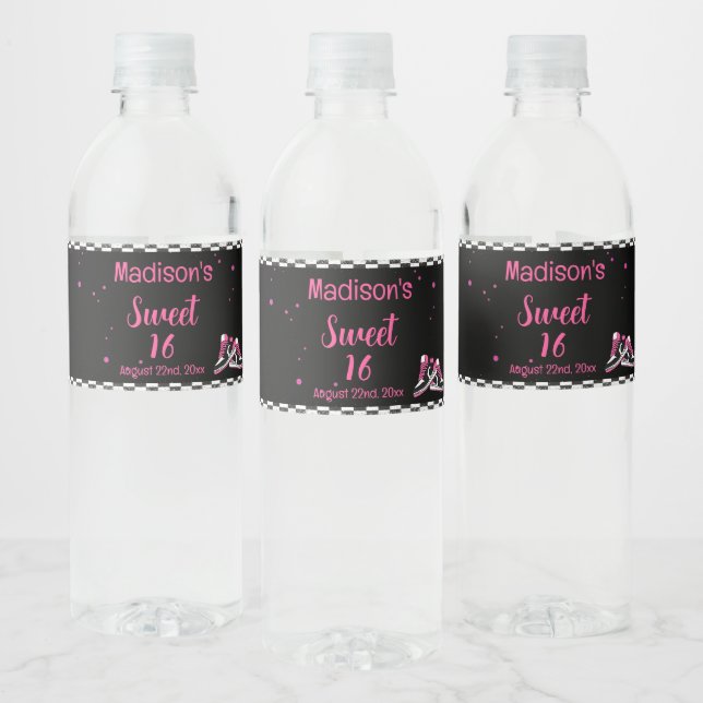 Étiquette Pour Bouteilles D'eau Neon Basket Anniversaire, Parties scintillant (Bouteilles)
