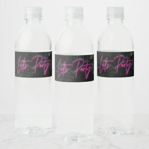 Étiquette Pour Bouteilles D'eau Neon rose funky moderne laisse la fête contemporai