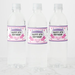 Étiquette Pour Bouteilles D'eau Ninja Guerrier fille rose pourpre Boisson d'annive