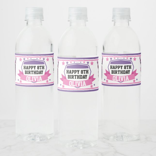 Étiquette Pour Bouteilles D'eau Ninja Guerrier fille rose pourpre Boisson d'annive (Bouteilles)