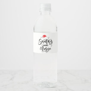 Étiquette Pour Bouteilles D'eau Noël de l'infirmière préférée de Santa 