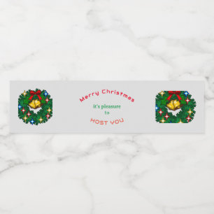 Étiquette Pour Bouteilles D'eau Noël mène toujours à la maison   Couronne de sapin
