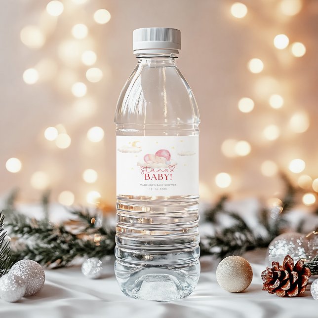 Étiquette Pour Bouteilles D'eau Noël Père Noël bébé fille douche (Créateur téléchargé)