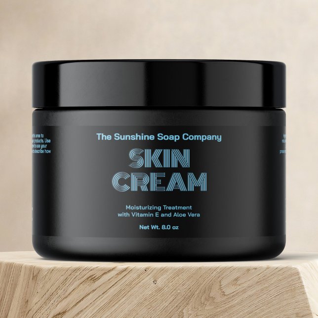 Étiquette Pour Bouteilles D'eau Noir moderne avec gris bleu Texte Cosmétique Étiqu (Créateur téléchargé)