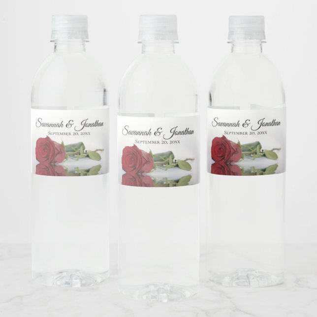 Étiquette Pour Bouteilles D'eau Noms romantiques des couples de rose rouge mariage (Bouteilles)