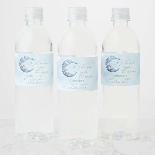 Étiquette Pour Bouteilles D'eau Nous Sommes Au-Dessus Du Baby shower Moon Boy (Bouteilles)