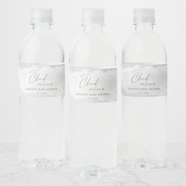 Étiquette Pour Bouteilles D'eau Nous sommes sur Cloud 9 Baby shower Favor (Bouteilles)