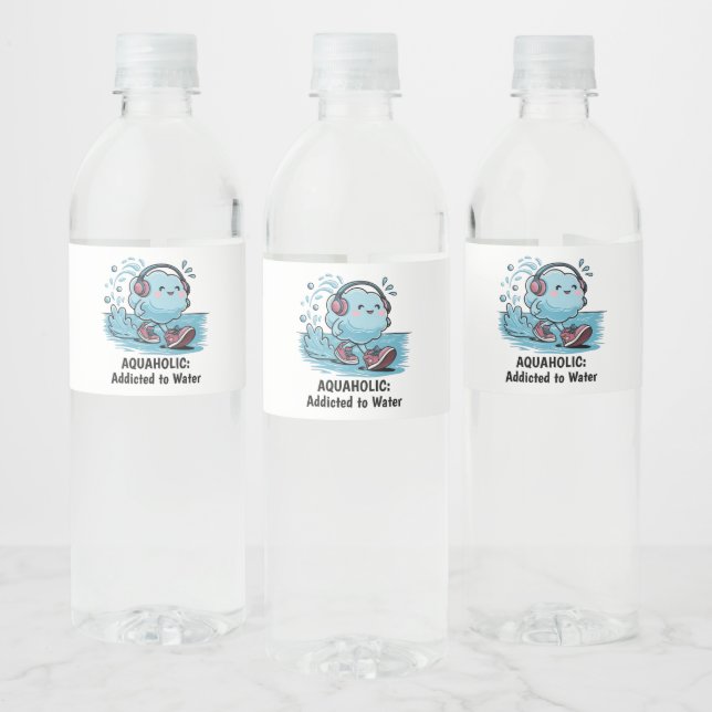 Étiquette Pour Bouteilles D'eau Nuage de dessin animé drôle  (Bouteilles)