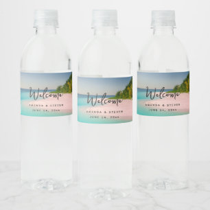 Étiquette Pour Bouteilles D'eau Océan aigue-marine Plage tropicale Bienvenue panor