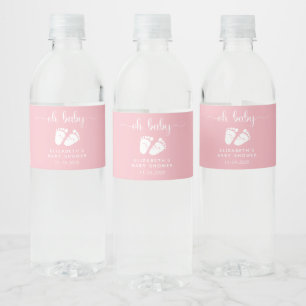 Étiquette Pour Bouteilles D'eau Oh bébé rose pieds bébé fille douche