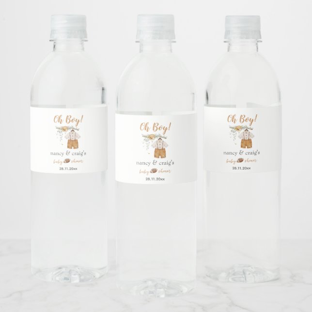Étiquette Pour Bouteilles D'eau Oh mon Dieu ! Baby shower d'aquarelle de football  (Bouteilles)
