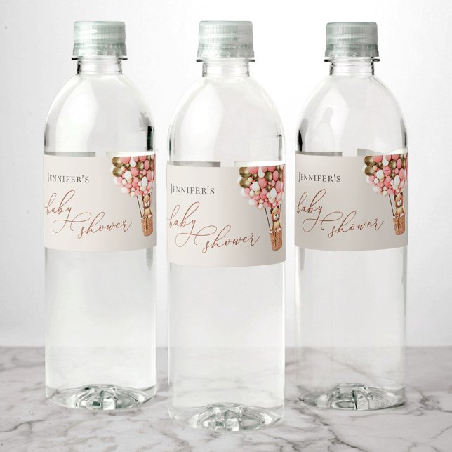 Étiquette Pour Bouteilles D'eau On Peut Attendre ! Baby shower d'or rose (Créateur téléchargé)