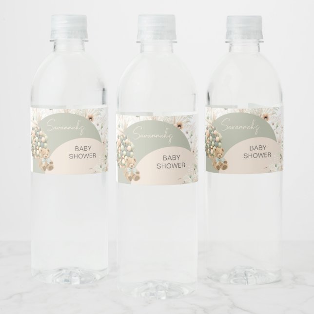 Étiquette Pour Bouteilles D'eau On peut attendre le Baby shower vert (Bouteilles)