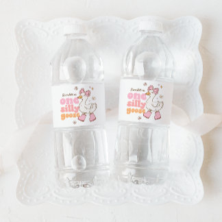 Étiquette Pour Bouteilles D'eau One Silly Goose Pink Girl 1st Birthday