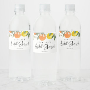 Étiquette Pour Bouteilles D'eau Orange et Citron Botaniques : Shower de Mariage