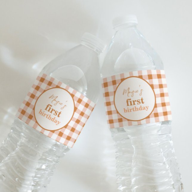 Étiquette Pour Bouteilles D'eau Orange Plaid Citrouille Birthday Water Bottle Étiq (Créateur téléchargé)