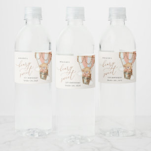 Étiquette Pour Bouteilles D'eau Ours En Conflit, Ballotte À Air Chaud Rose, Premie