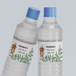 Étiquette Pour Bouteilles D'eau Ours mignon dans le bois Baby Shower