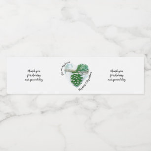 Étiquette Pour Bouteilles D'eau Pale vert hiver Pine cône Aquarelle nuptiale