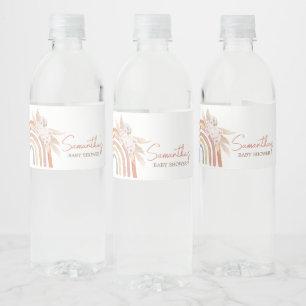 Étiquette Pour Bouteilles D'eau Pampas rose Boho Arc-en-ciel